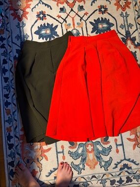 Lot of 2- New York & Company Red Pleated Skater Skirt